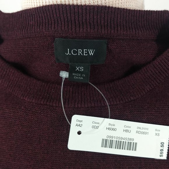 J. Crew XS 100% Cotton Sweater Dark Red - Picture 5 of 7